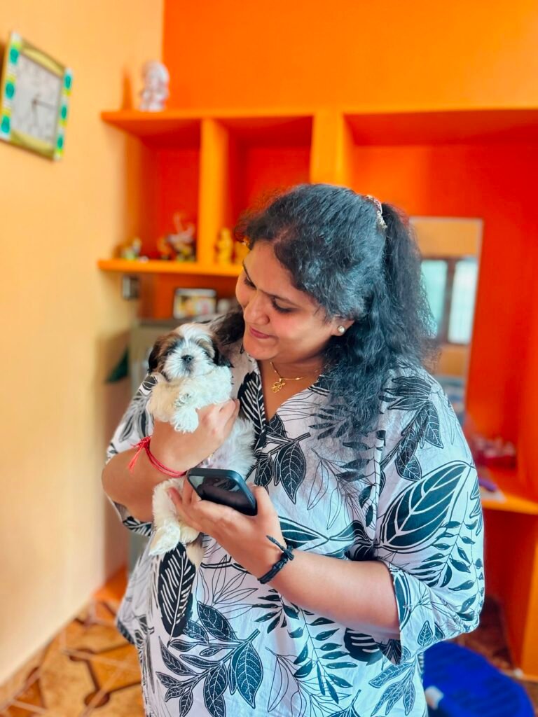 happy customer with shih tzu puppy from Kumaran Pet House Chennai